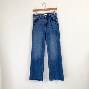 HM Blue High Waisted Wide Leg Denim Jeans Size 6 Medium Wash